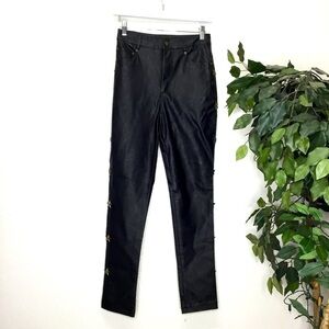 Jagger & Stone Black Leather Pants with Gold Stars